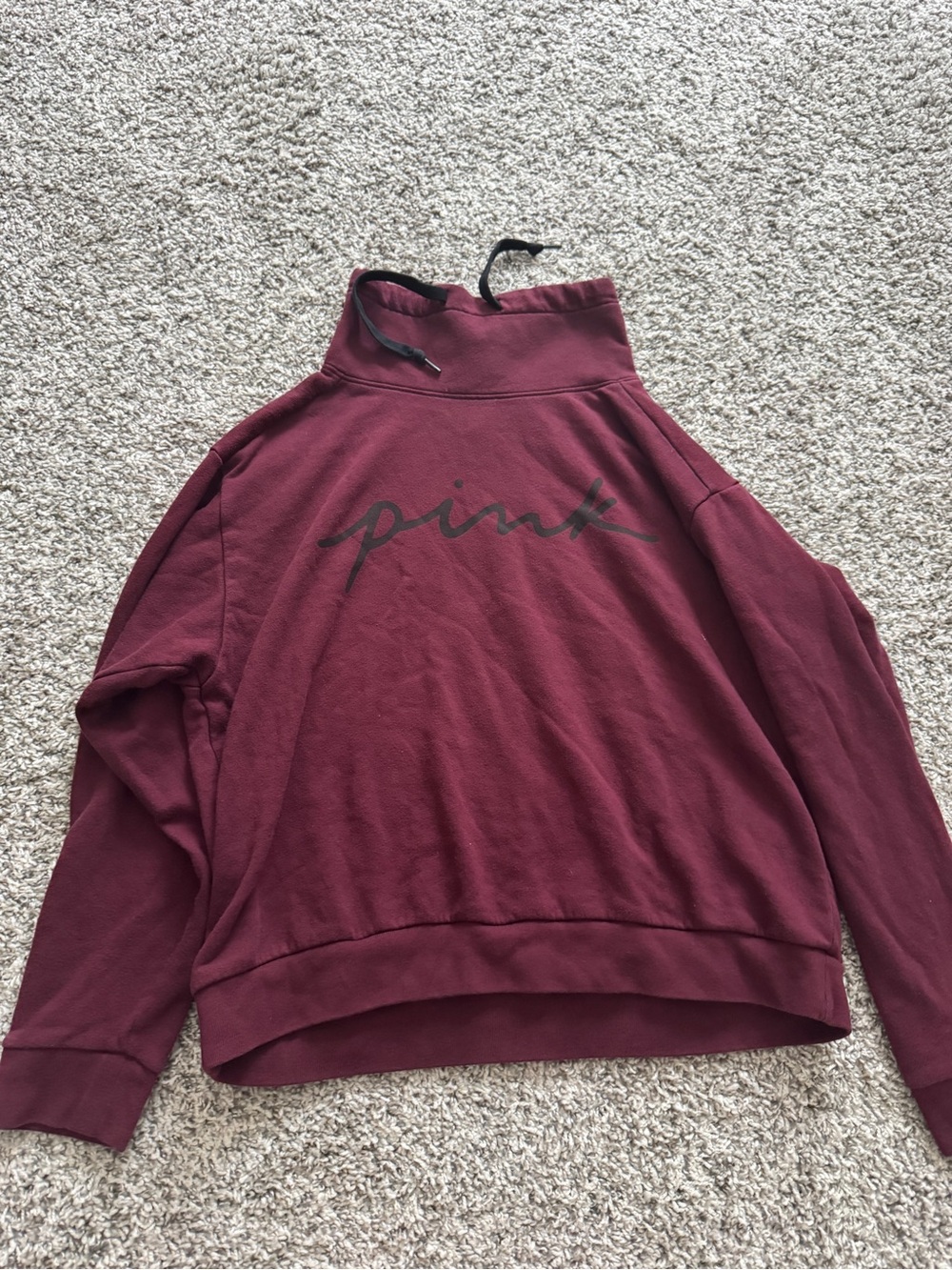 PINK Victoria's Secret Maroon Drawstring Funnel Neck Pullover